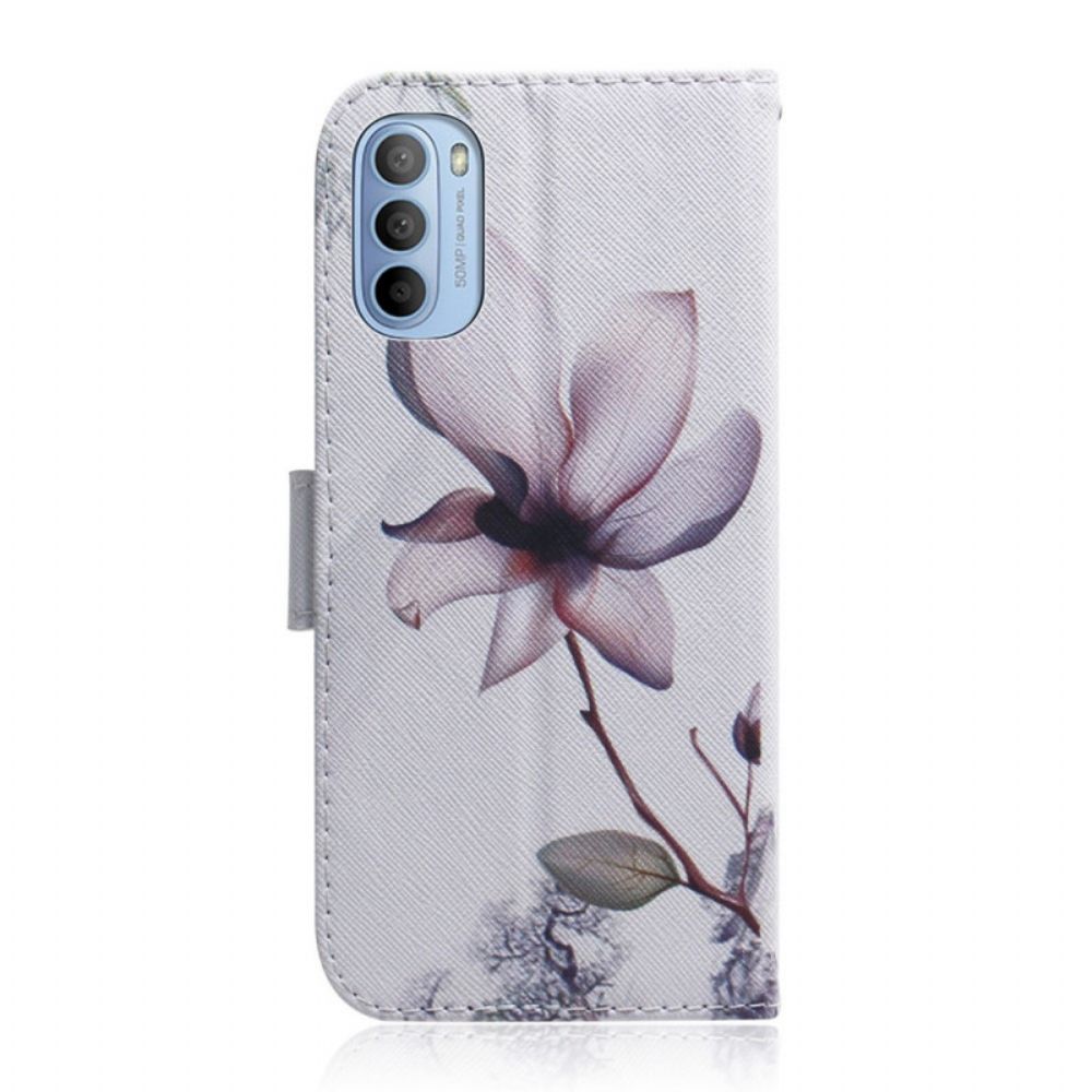 Folio-hoesje voor Moto G31 / Moto G41 Oude Roze Bloem