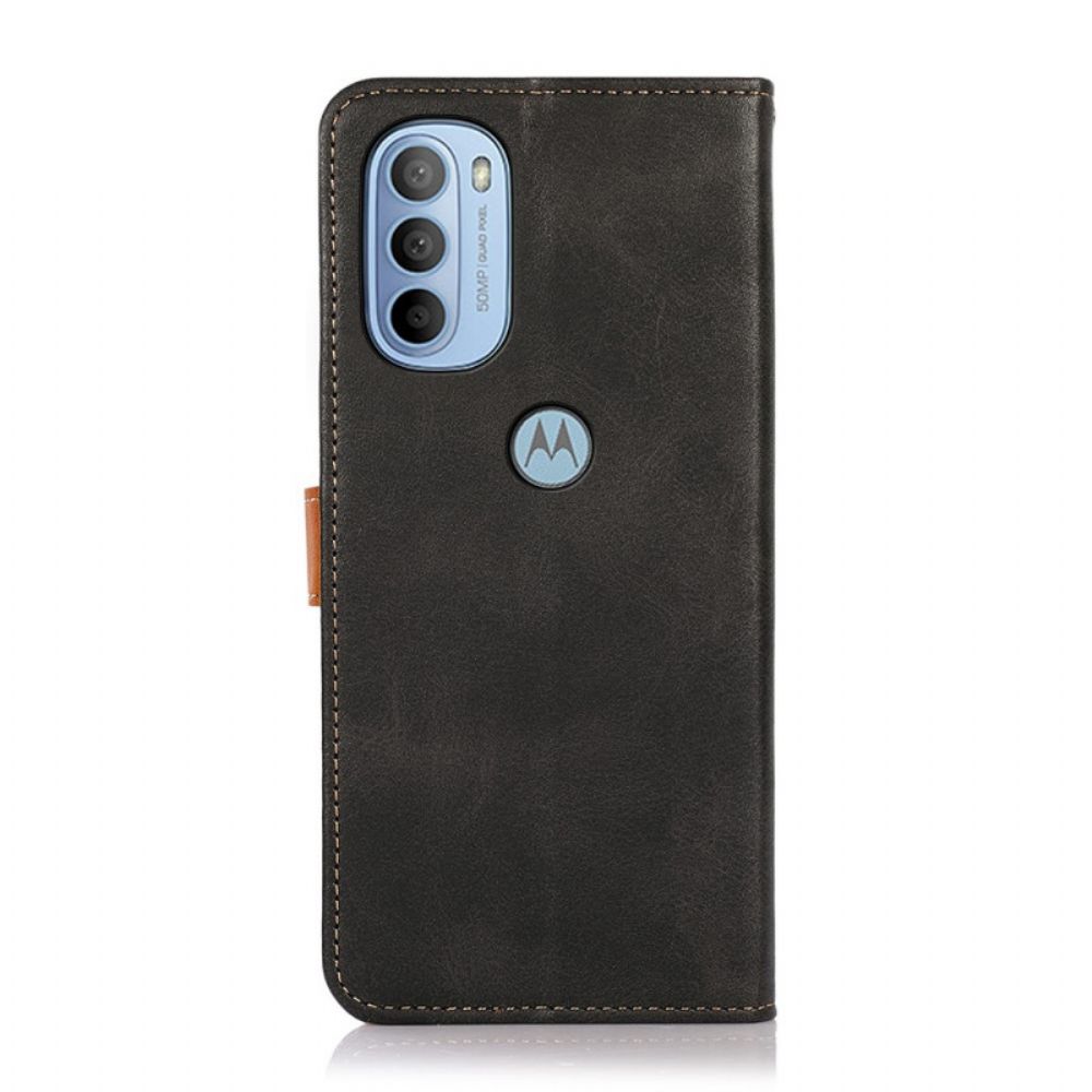 Folio-hoesje voor Moto G31 / Moto G41 Tweekleurige Gouden Sluiting Khazneh