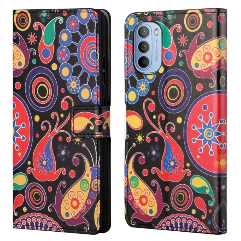 Leren Hoesje voor Moto G31 / Moto G41 Galaxy Tekeningen