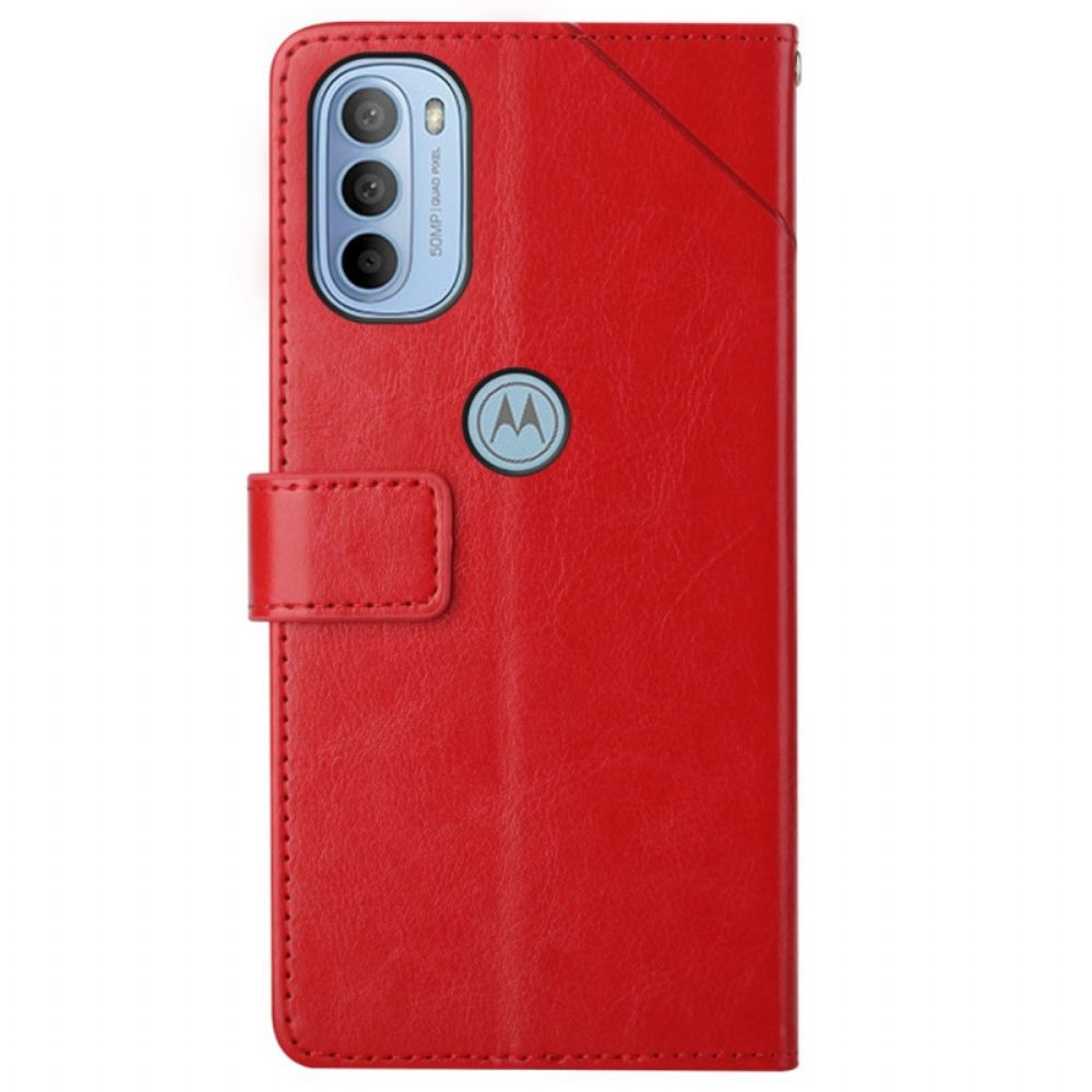 Leren Hoesje voor Moto G31 / Moto G41 Geo Y Design Lederen Stijl