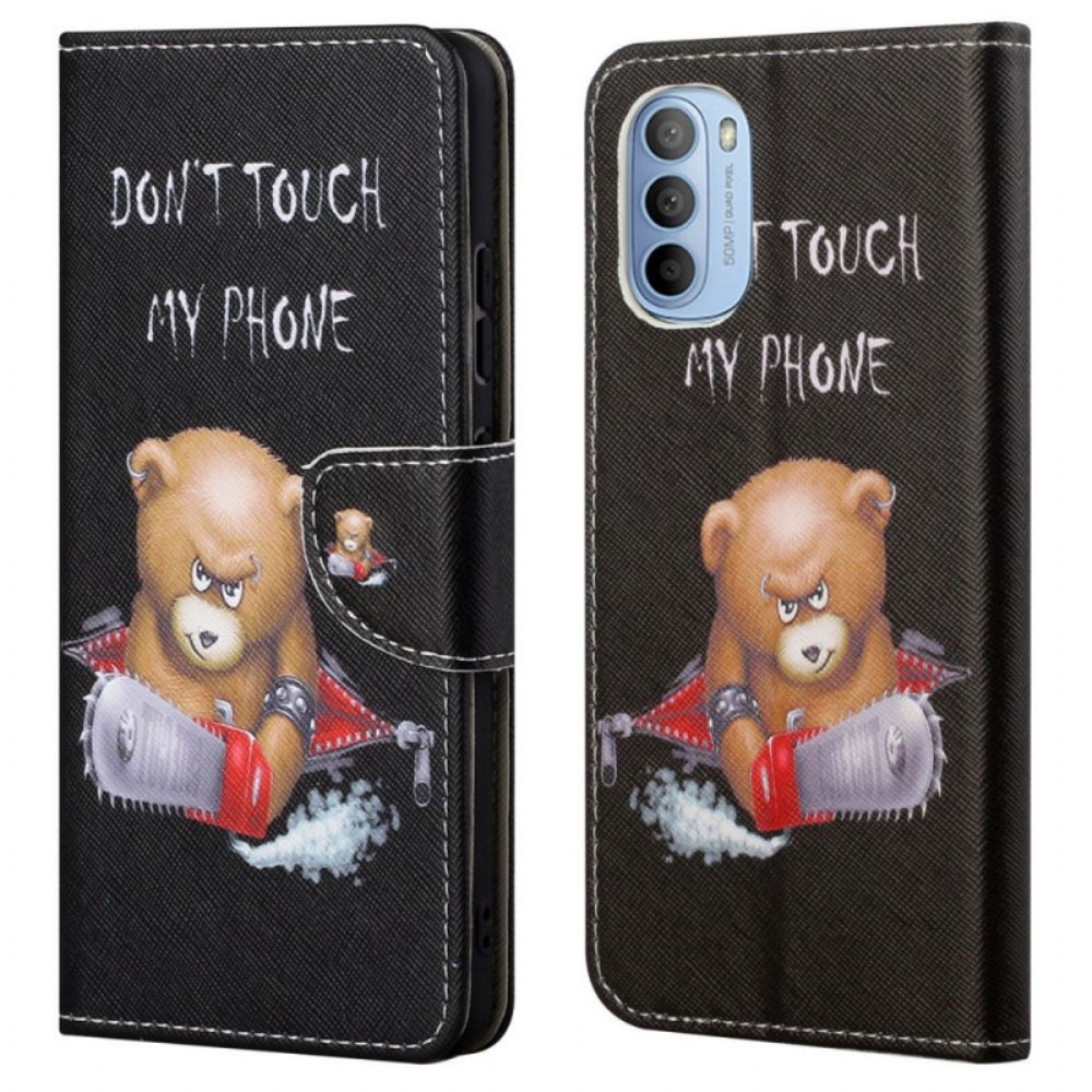 Leren Hoesje voor Moto G31 / Moto G41 Gevaarlijke Beer