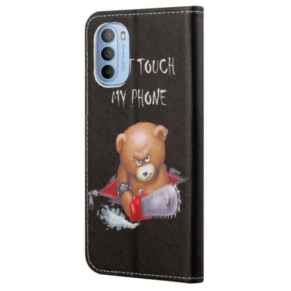 Leren Hoesje voor Moto G31 / Moto G41 Gevaarlijke Beer