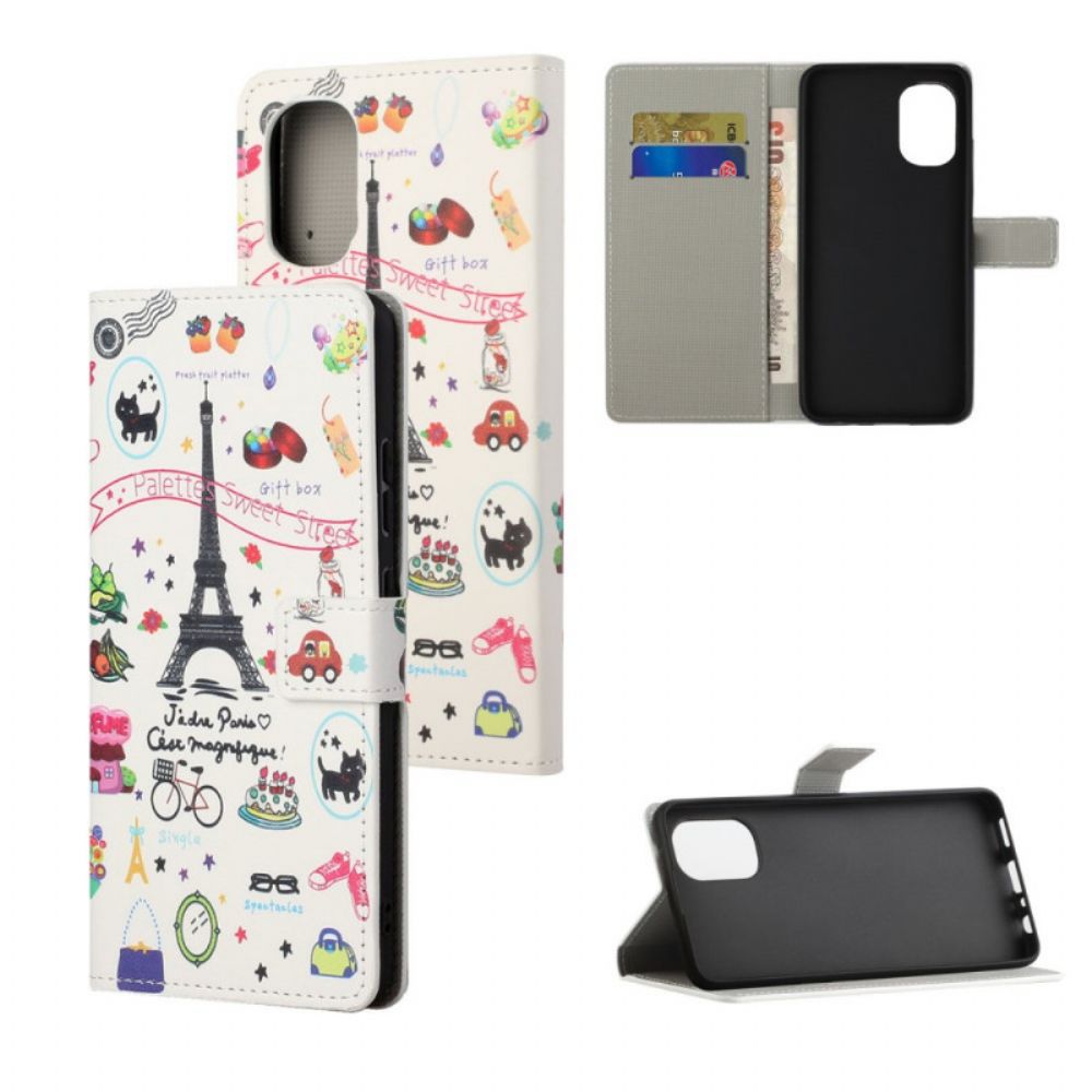 Leren Hoesje voor Moto G31 / Moto G41 Ik Hou Van Parijs