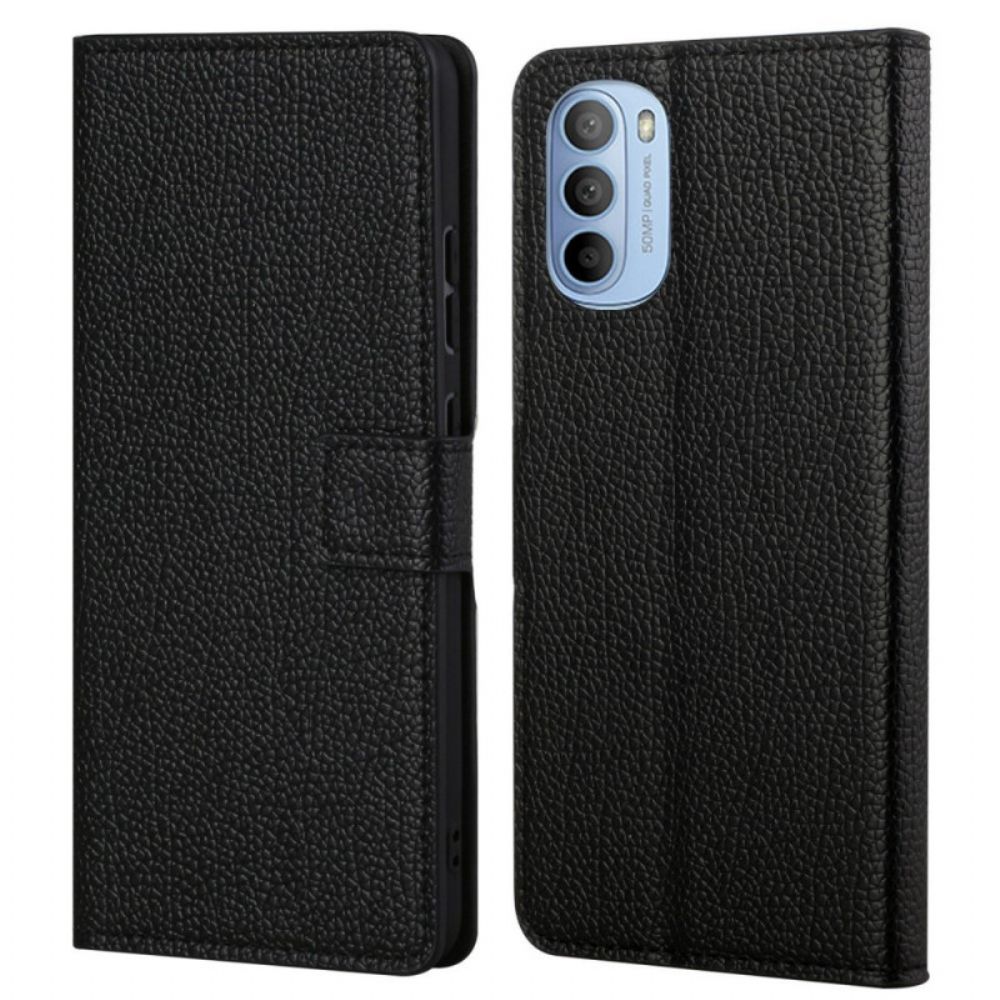 Leren Hoesje voor Moto G31 / Moto G41 Litchi-leereffect