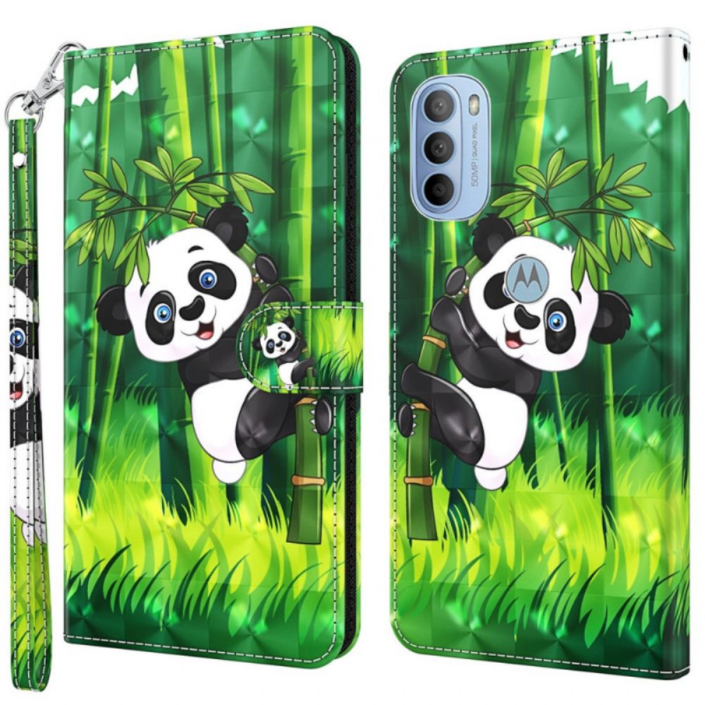 Leren Hoesje voor Moto G31 / Moto G41 Panda En Bamboe