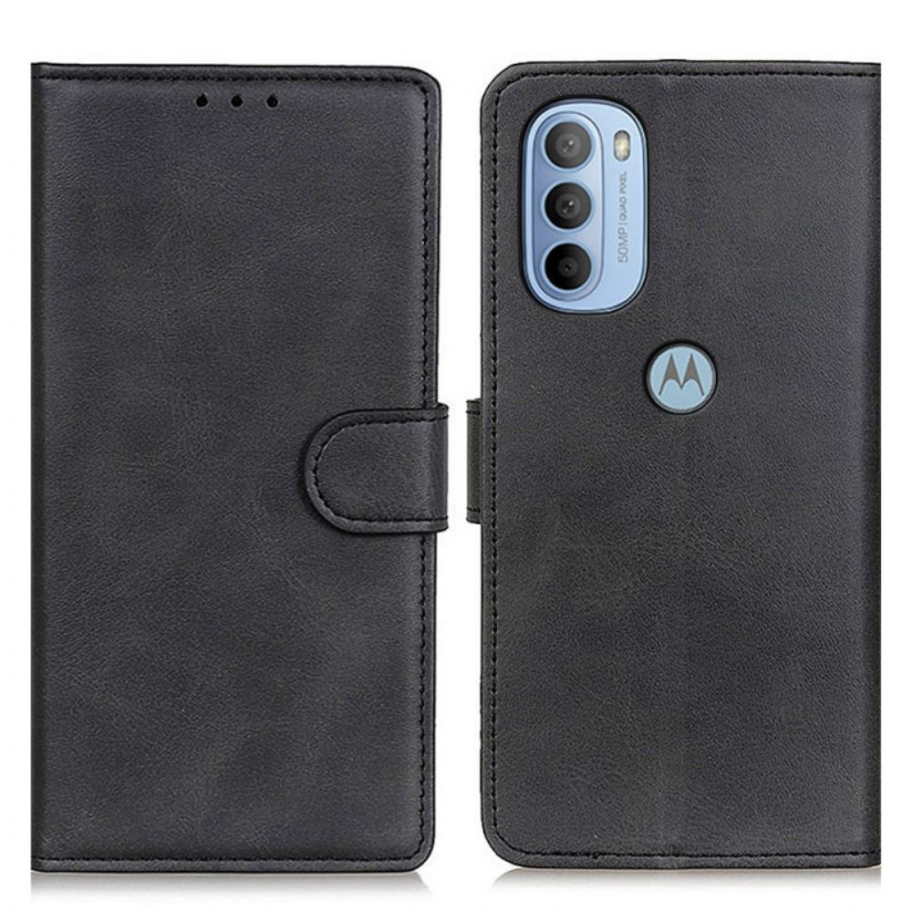 Leren Hoesje voor Moto G31 / Moto G41 Retro Leereffect Mat