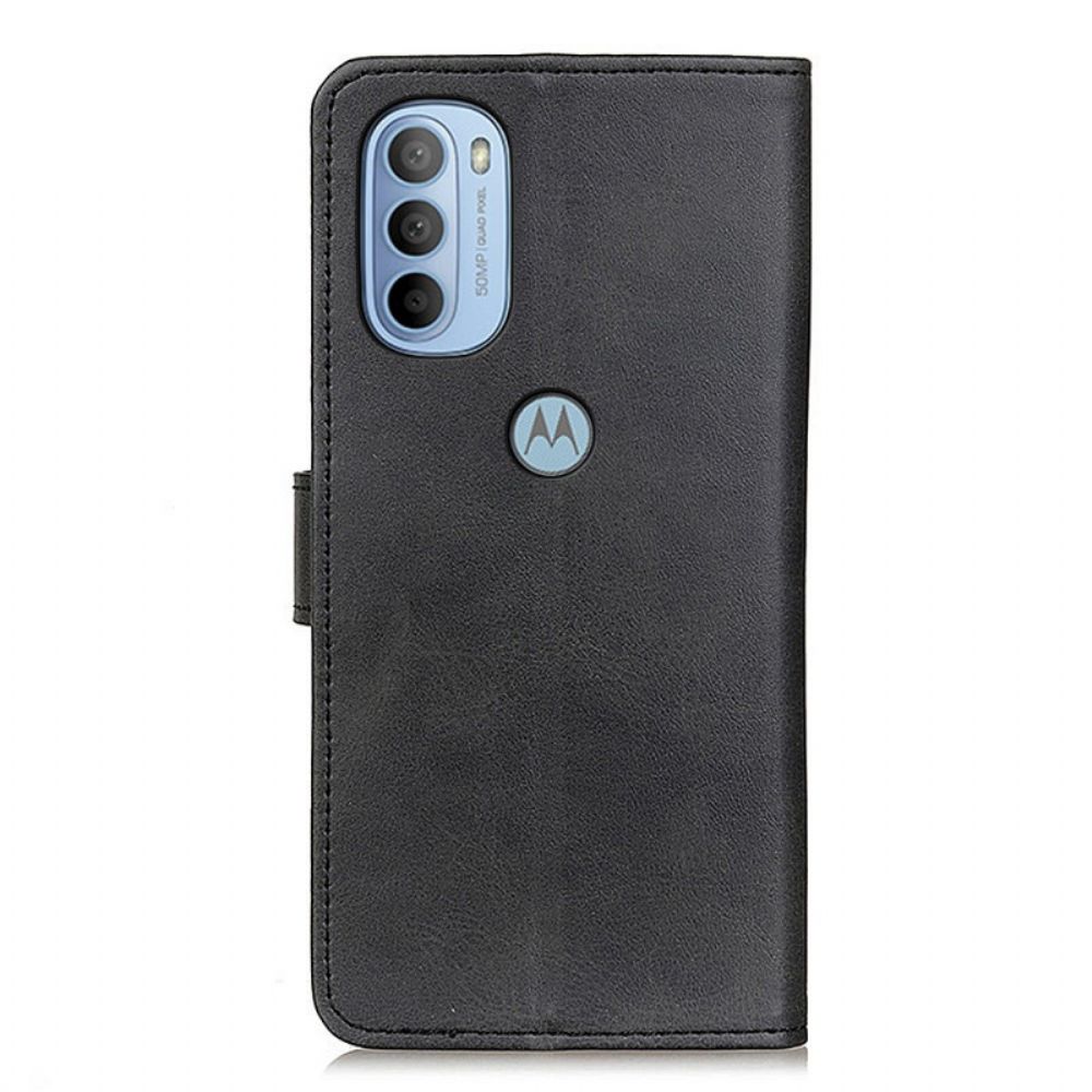 Leren Hoesje voor Moto G31 / Moto G41 Retro Leereffect Mat