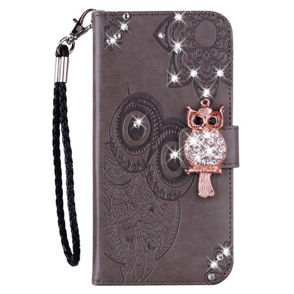 Leren Hoesje voor Moto G31 / Moto G41 Uil Mandala En Charm