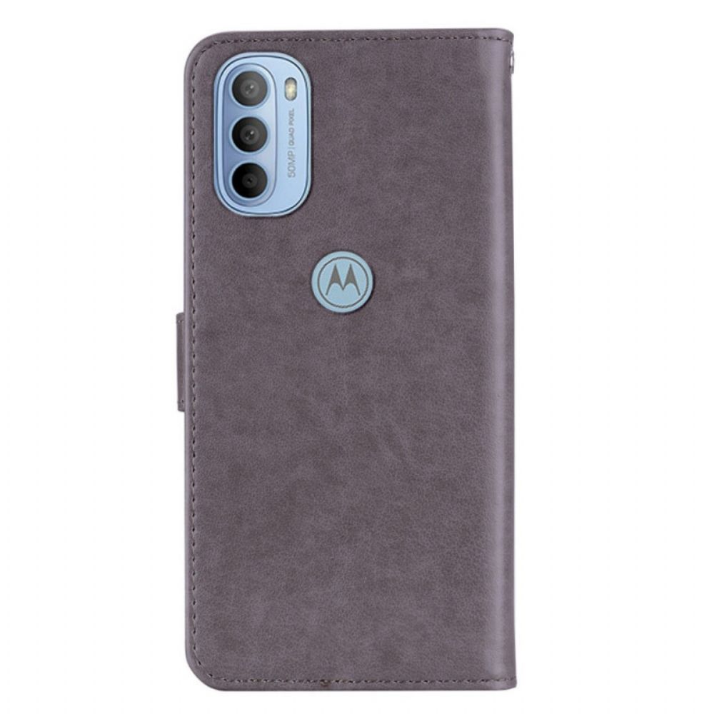 Leren Hoesje voor Moto G31 / Moto G41 Uil Mandala En Charm