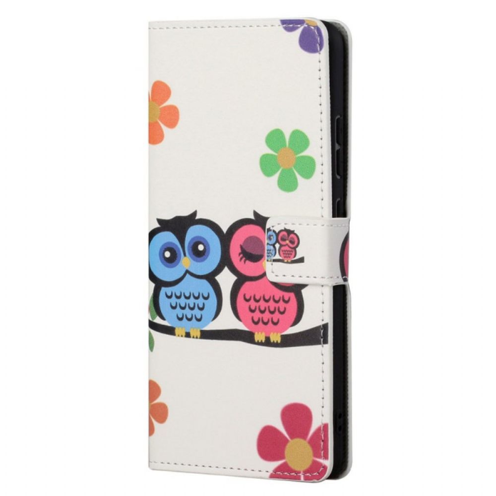 Leren Hoesje voor Moto G31 / Moto G41 Uilenfamilie