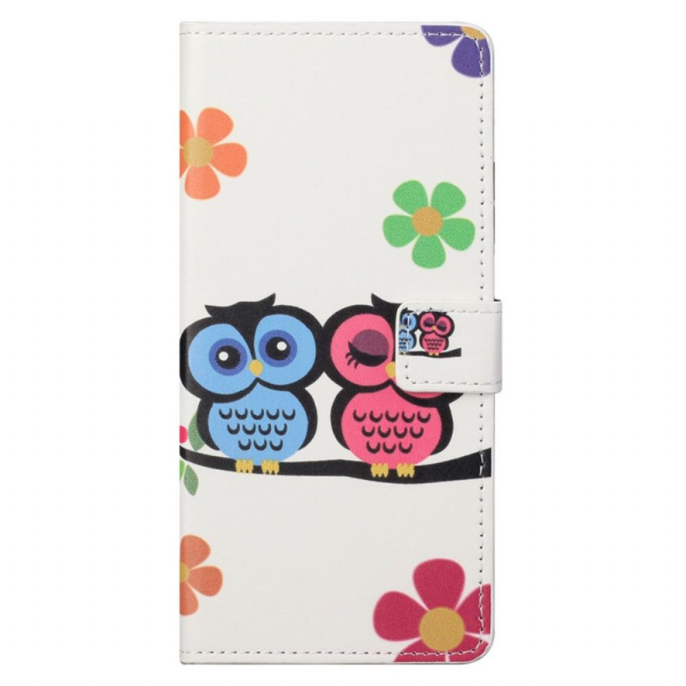 Leren Hoesje voor Moto G31 / Moto G41 Uilenfamilie