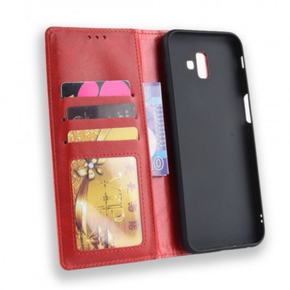 Bescherming Hoesje voor Samsung Galaxy J6 Plus Folio-hoesje Vintage Gestileerd Leereffect