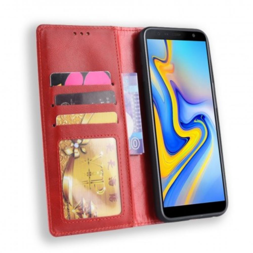 Bescherming Hoesje voor Samsung Galaxy J6 Plus Folio-hoesje Vintage Gestileerd Leereffect