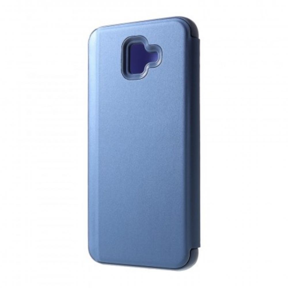 Bescherming Hoesje voor Samsung Galaxy J6 Plus Spiegel En Leereffect