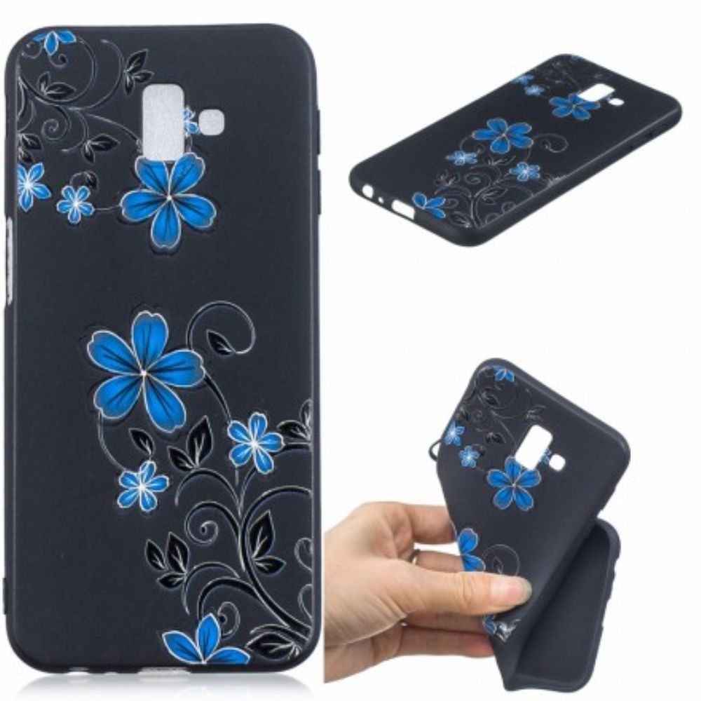 Hoesje voor Samsung Galaxy J6 Plus Blauwe Bloemen