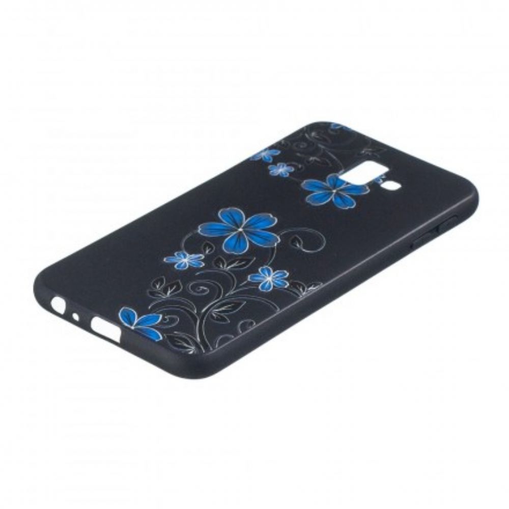 Hoesje voor Samsung Galaxy J6 Plus Blauwe Bloemen