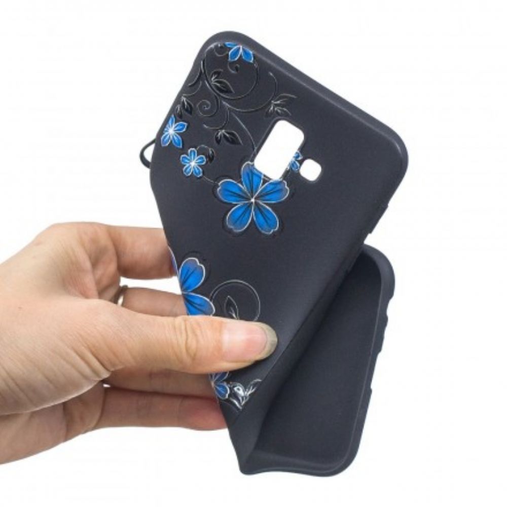 Hoesje voor Samsung Galaxy J6 Plus Blauwe Bloemen