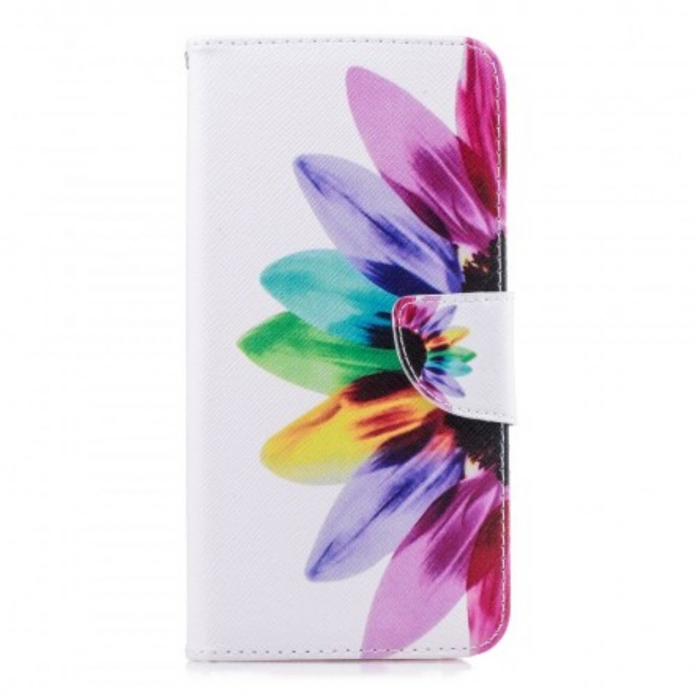 Leren Hoesje voor Samsung Galaxy J6 Plus Aquarel Bloem