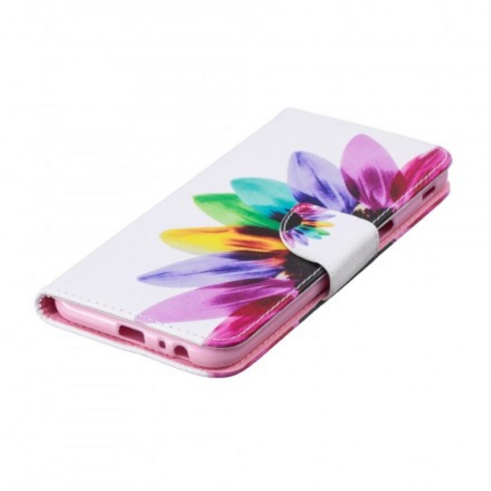 Leren Hoesje voor Samsung Galaxy J6 Plus Aquarel Bloem