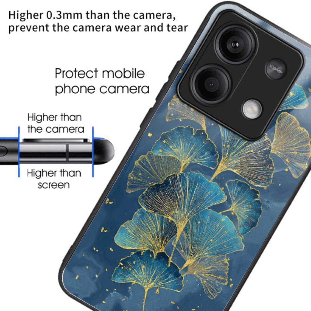 Case Hoesje Xiaomi Redmi Note 13 5g Telefoonhoesje Ginkgobladeren Van Gehard Glas