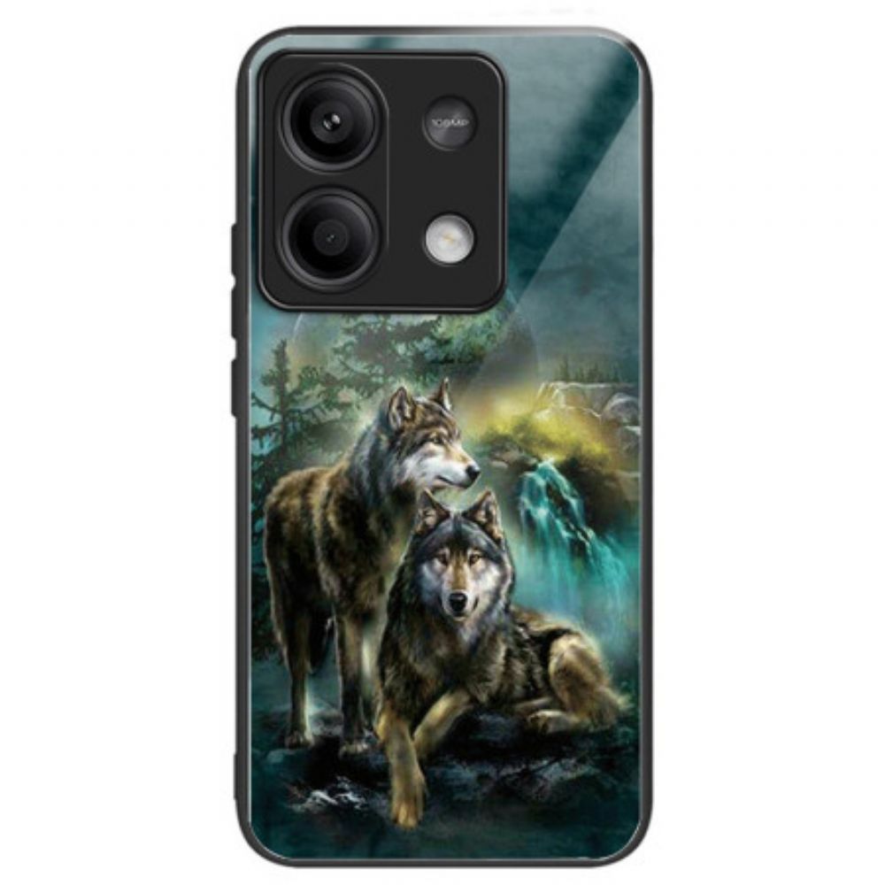 Cover Hoesje Xiaomi Redmi Note 13 5g Telefoonhoesje Wolfpatroon Van Gehard Glas