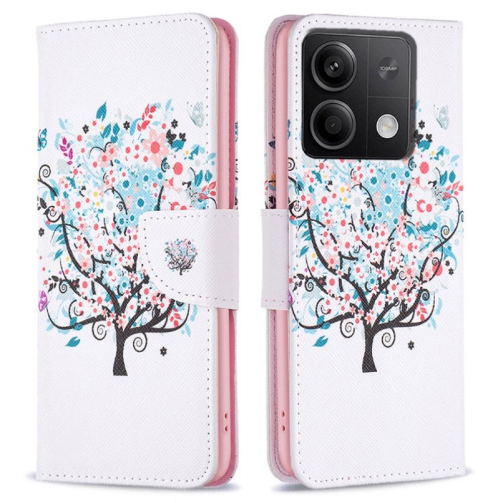 Flip Case Leren Xiaomi Redmi Note 13 5g Bloeiende Boom