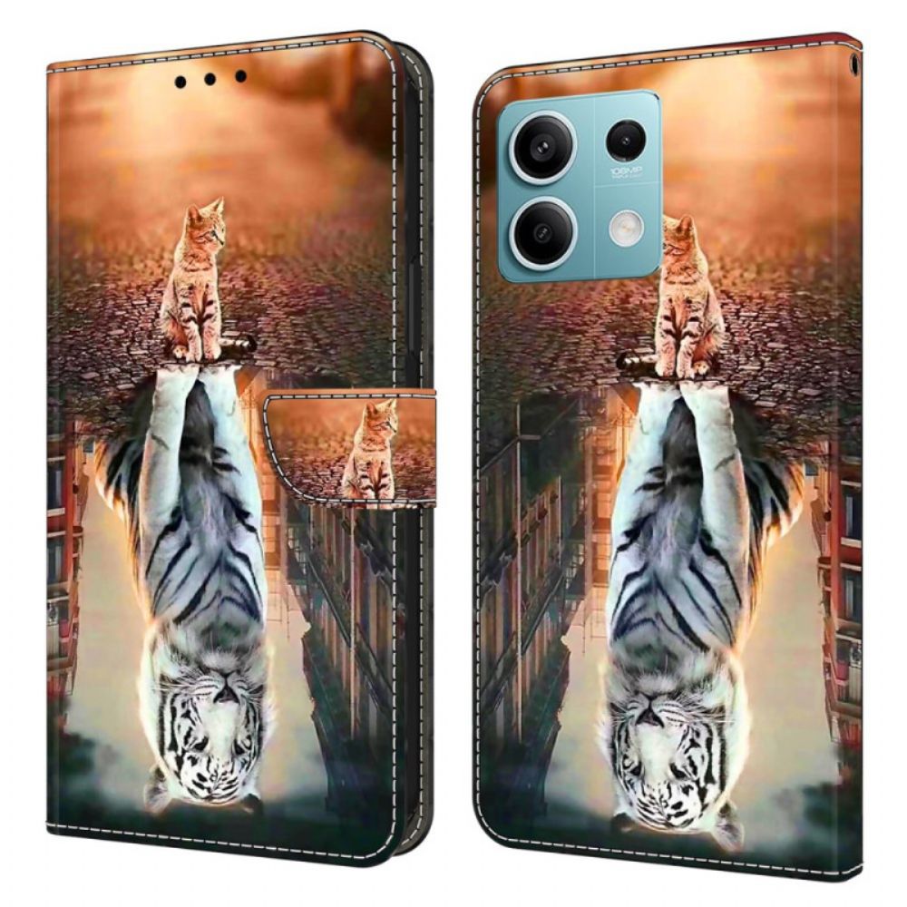 Flip Case Leren Xiaomi Redmi Note 13 5g Met 3d Kitten Dream-patroon