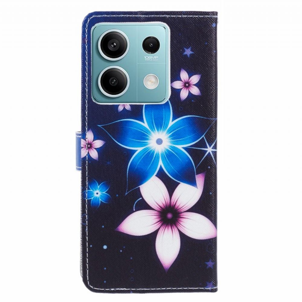 Folio-hoesje Xiaomi Redmi Note 13 5g Telefoonhoesje Maanbloemen Met Riem