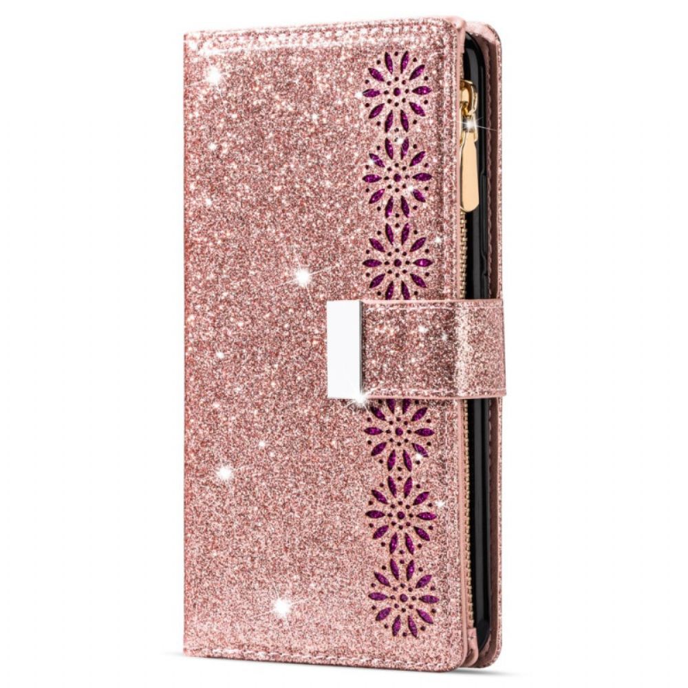 Folio-hoesje Xiaomi Redmi Note 13 5g Telefoonhoesje Portemonnee Met Glitterrits