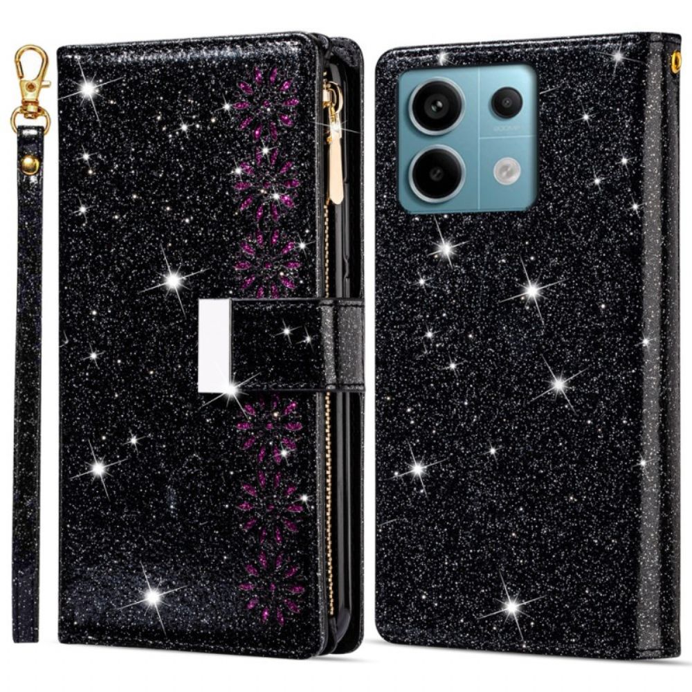 Folio-hoesje Xiaomi Redmi Note 13 5g Telefoonhoesje Portemonnee Met Glitterrits