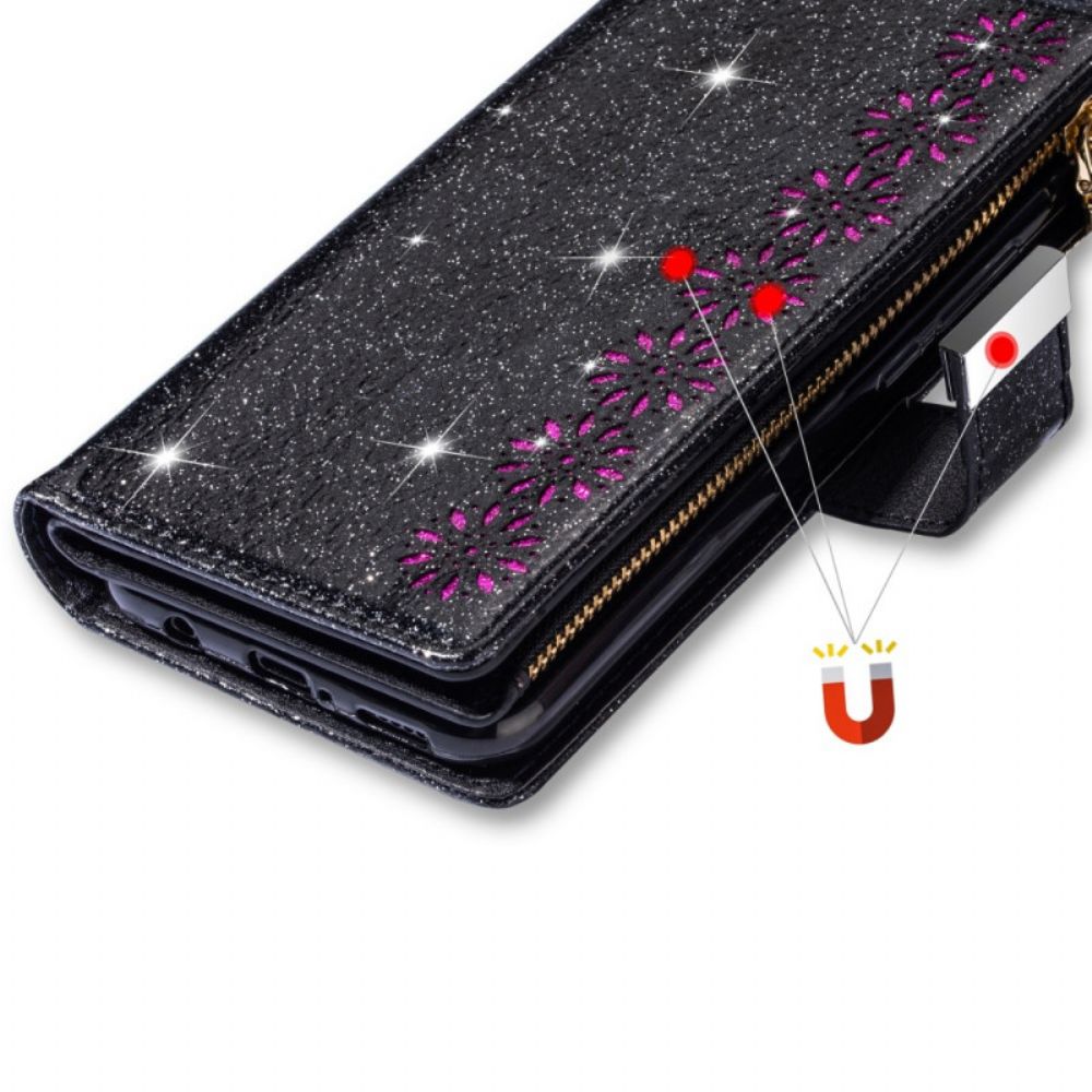 Folio-hoesje Xiaomi Redmi Note 13 5g Telefoonhoesje Portemonnee Met Glitterrits