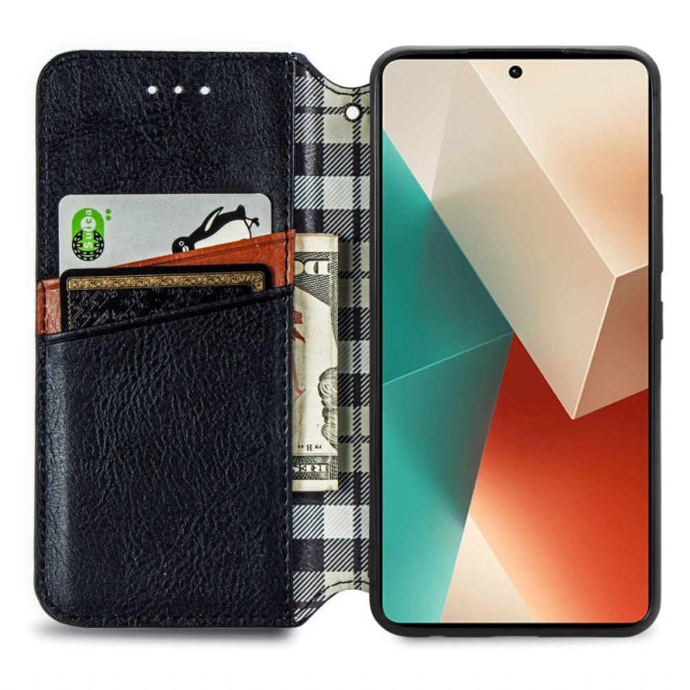 Folio-hoesje Xiaomi Redmi Note 13 5g Vintage Diamanten Met Leereffect Bescherming Hoesje