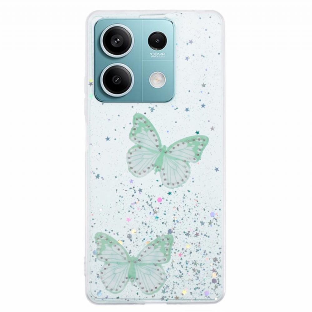 Hoesje Voor Xiaomi Redmi Note 13 5g Vlinders Glitteren