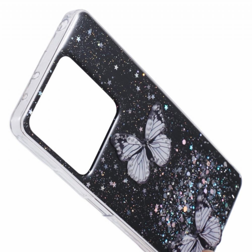 Hoesje Voor Xiaomi Redmi Note 13 5g Vlinders Glitteren