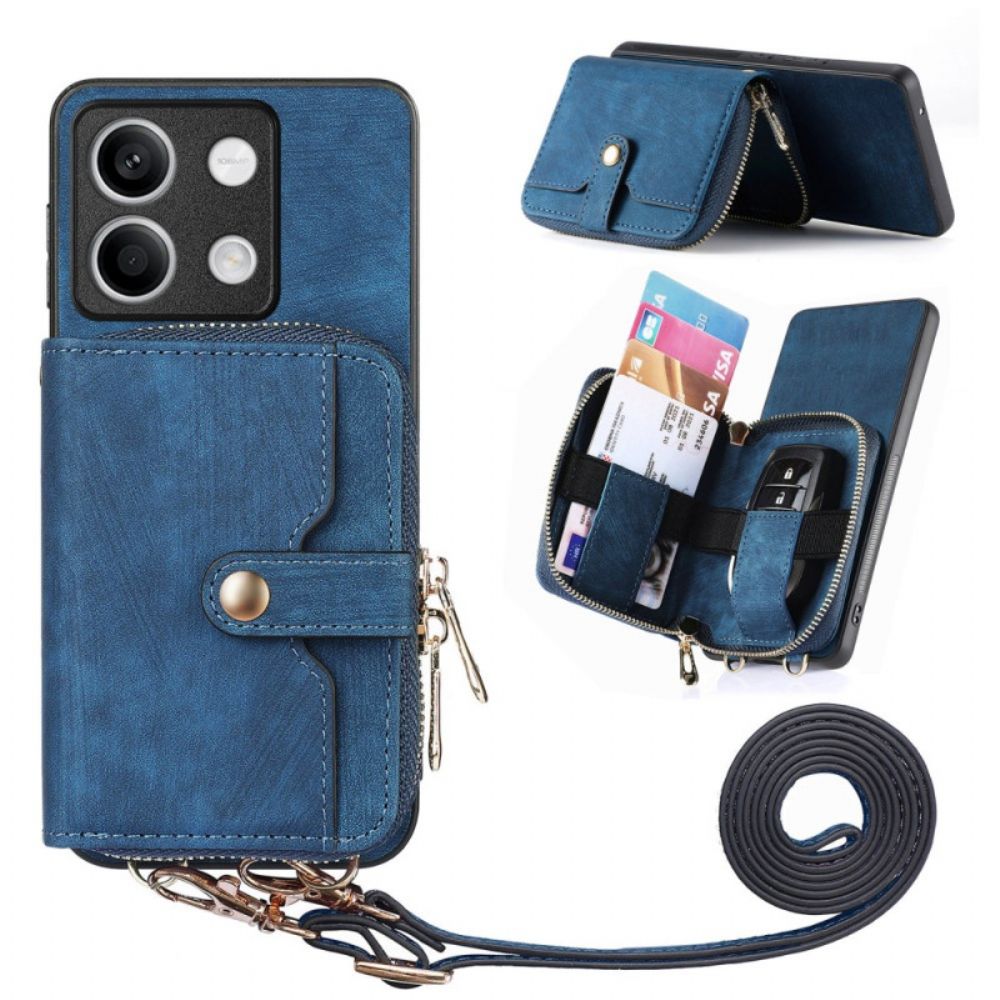 Hoesje Xiaomi Redmi Note 13 5g Retro Met Zak Met Ritssluiting En Riem Bescherming Hoesje