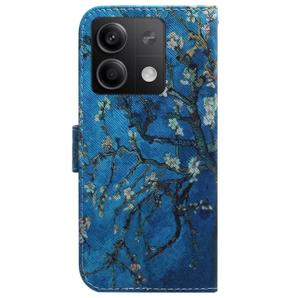 Leren Hoesje Voor Xiaomi Redmi Note 13 5g Abrikozenbloemen