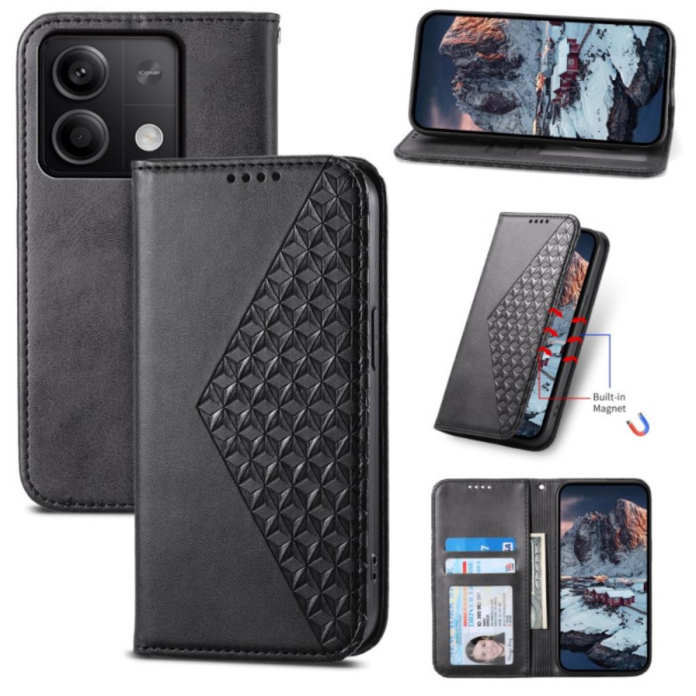 Leren Hoesje Voor Xiaomi Redmi Note 13 5g Diamantontwerp Met Bandjes