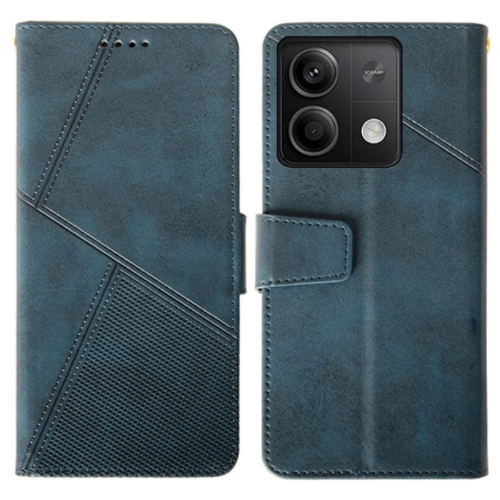 Leren Hoesje Voor Xiaomi Redmi Note 13 5g Idewei Geometrische Lijnen