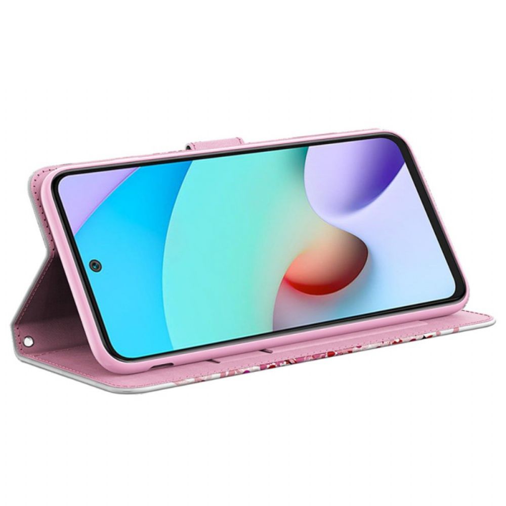 Leren Hoesje Voor Xiaomi Redmi Note 13 5g Rode Boom Met Riem