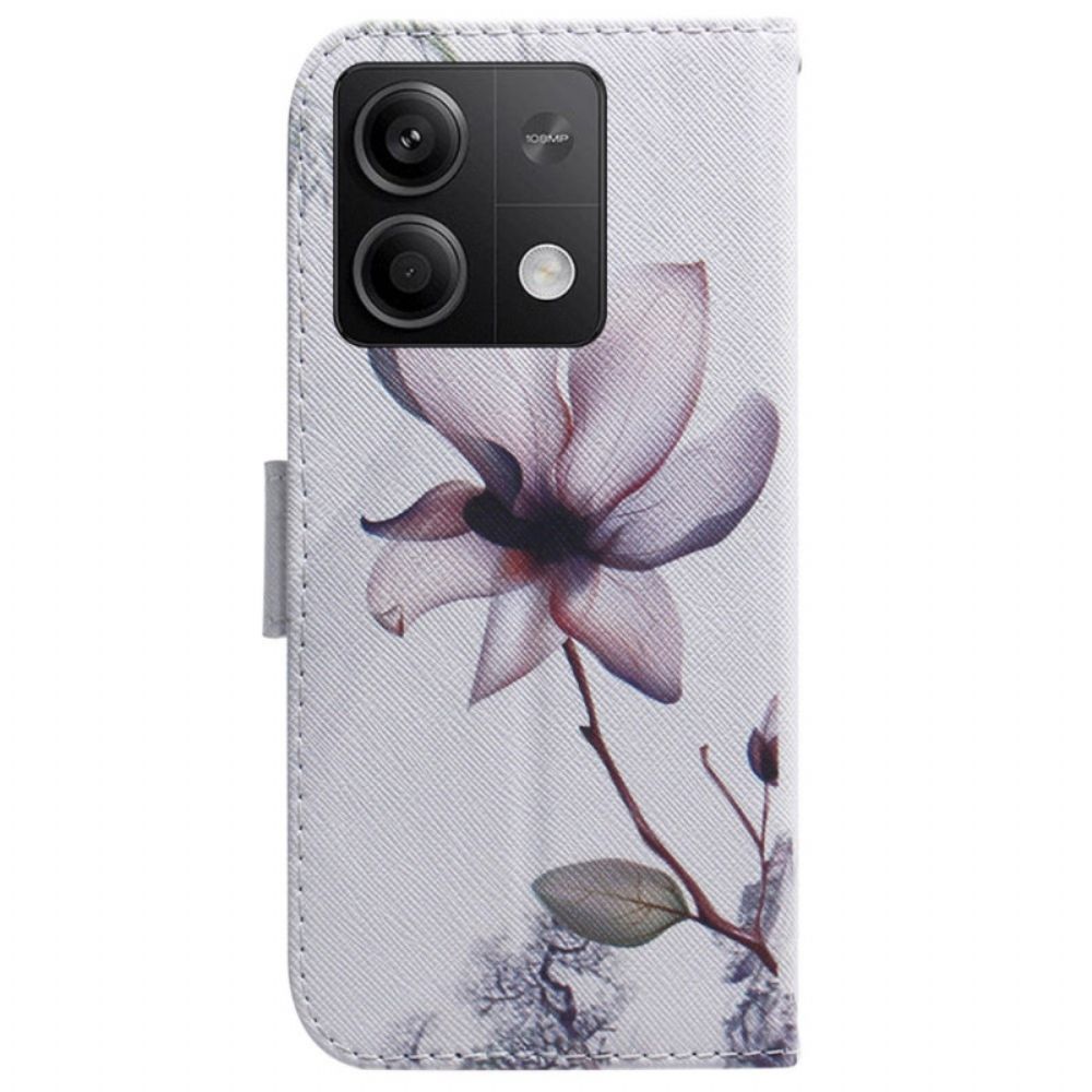 Leren Hoesje Voor Xiaomi Redmi Note 13 5g Roze Bloem