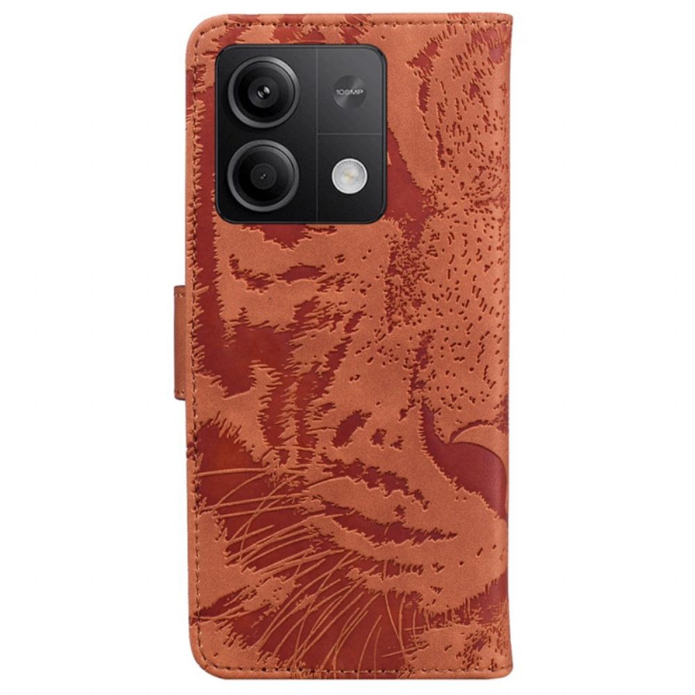 Leren Hoesje Voor Xiaomi Redmi Note 13 5g Tijgervoetafdruk