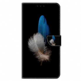 Leren Hoesje Voor Xiaomi Redmi Note 13 5g Twee Veren