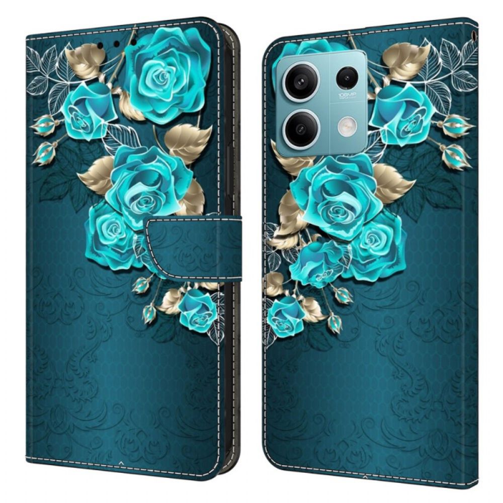 Leren Hoesje Xiaomi Redmi Note 13 5g Blauwe Rozen