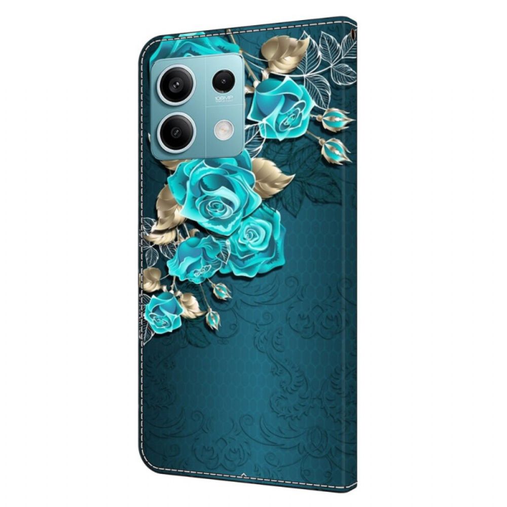 Leren Hoesje Xiaomi Redmi Note 13 5g Blauwe Rozen