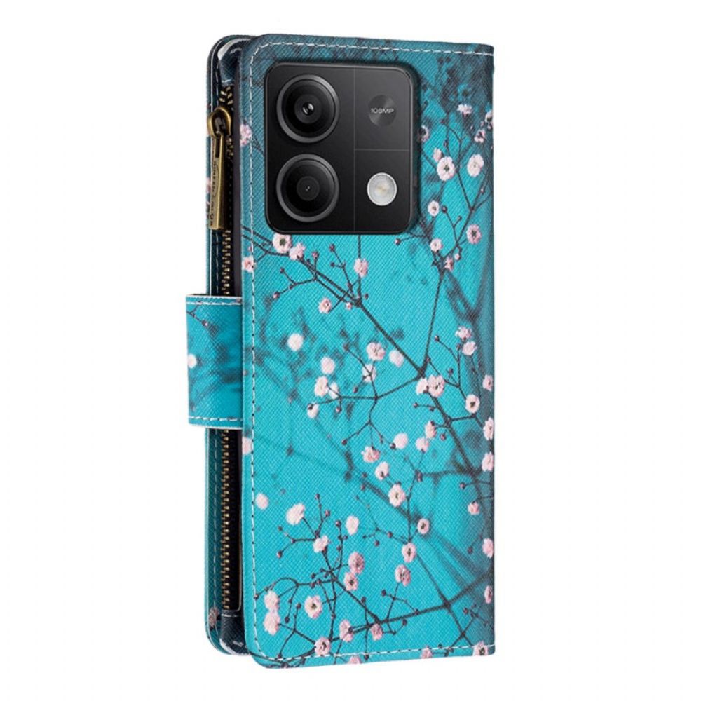 Leren Hoesje Xiaomi Redmi Note 13 5g Bloementakken Portemonnee Met Draagriem Bescherming Hoesje