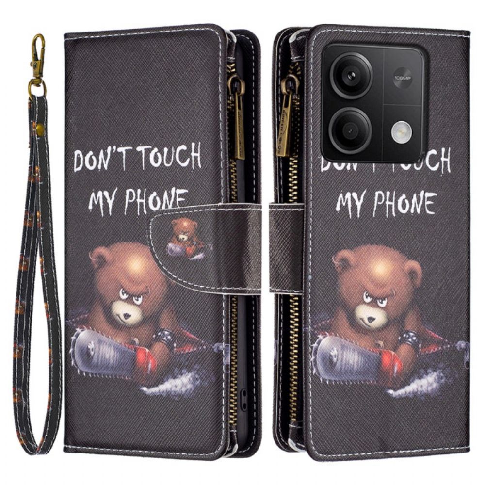 Leren Hoesje Xiaomi Redmi Note 13 5g Dangerous Bear Portemonnee Met Riempje