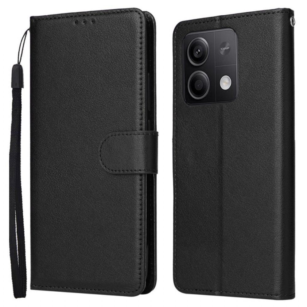 Leren Hoesje Xiaomi Redmi Note 13 5g Effen Met Riem Bescherming Hoesje