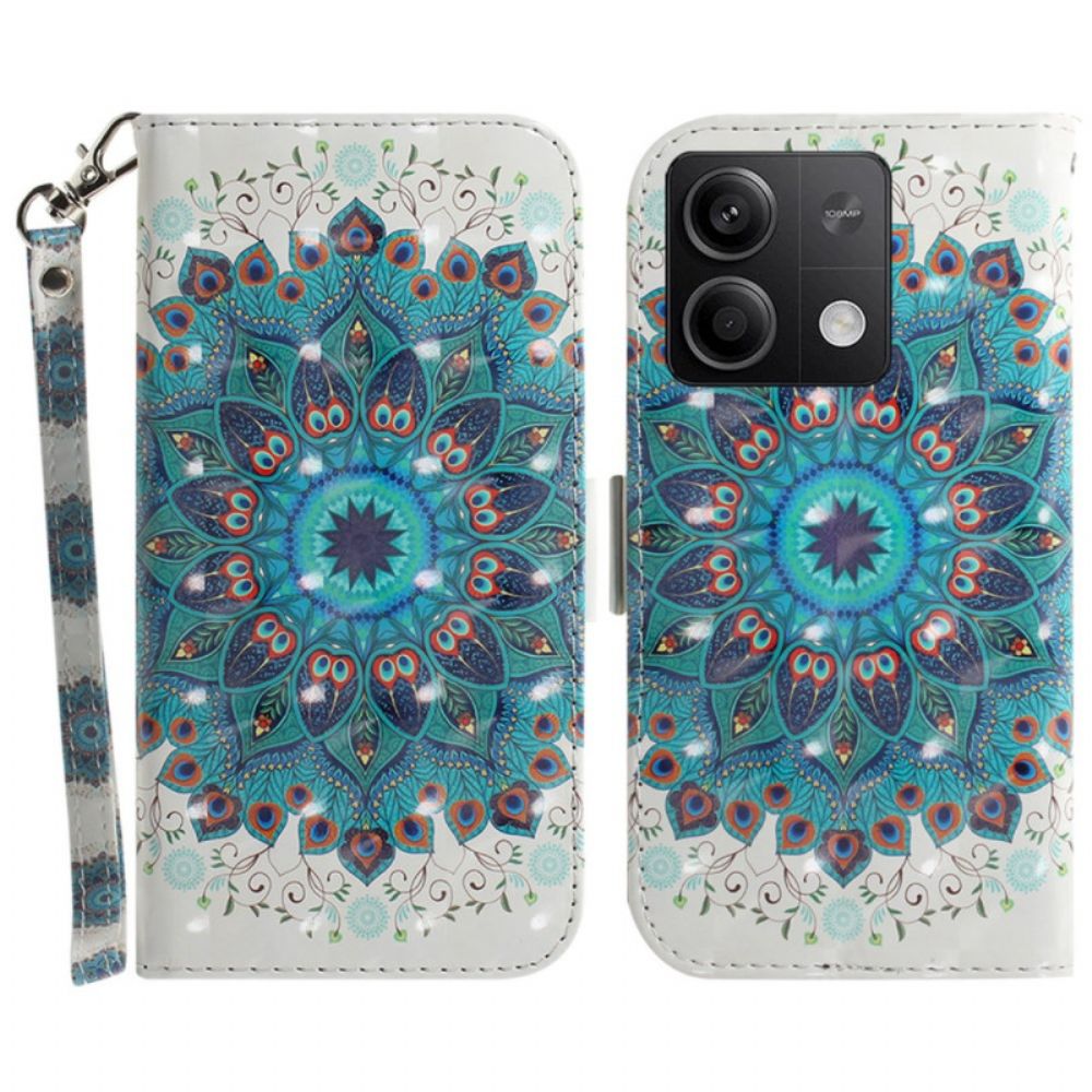 Leren Hoesje Xiaomi Redmi Note 13 5g Groene Mandala Met Bandje