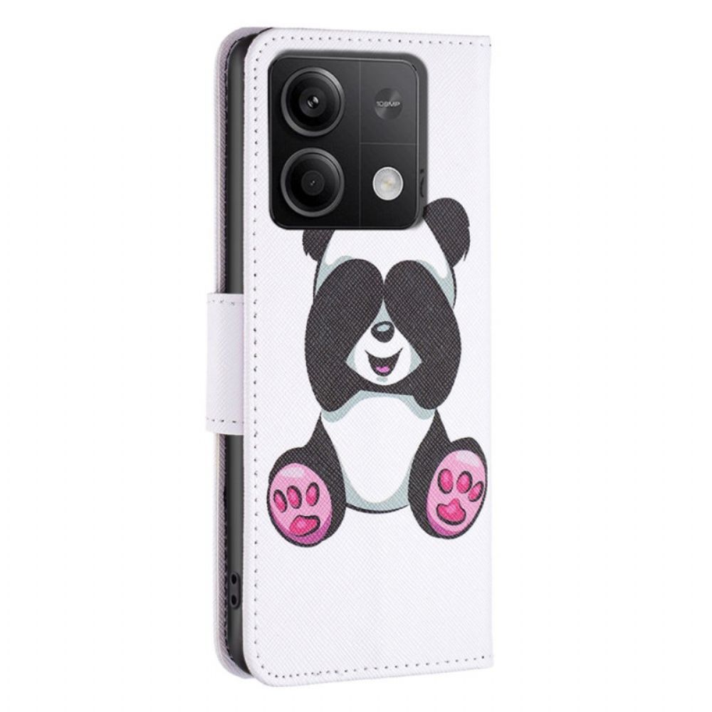 Leren Hoesje Xiaomi Redmi Note 13 5g Kleine Panda Bescherming Hoesje