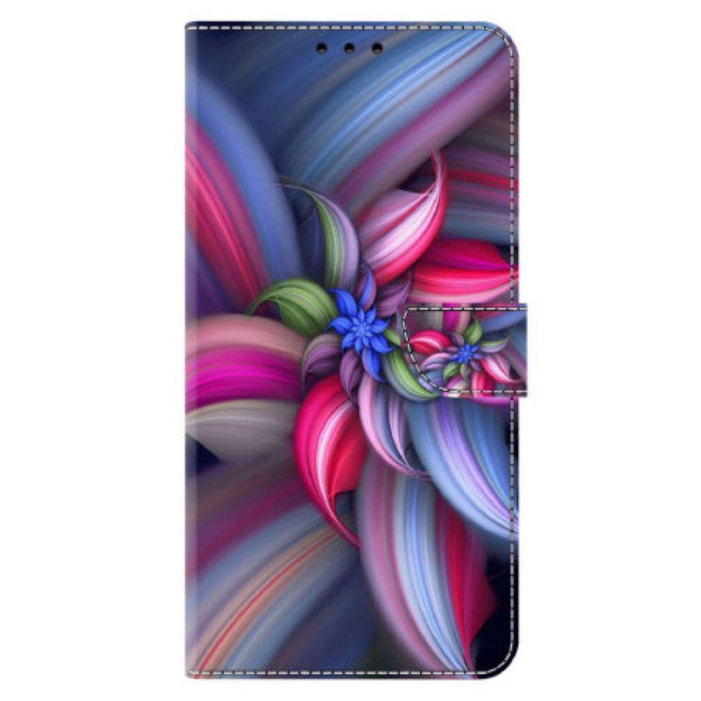 Leren Hoesje Xiaomi Redmi Note 13 5g Kleurrijke Bloemen